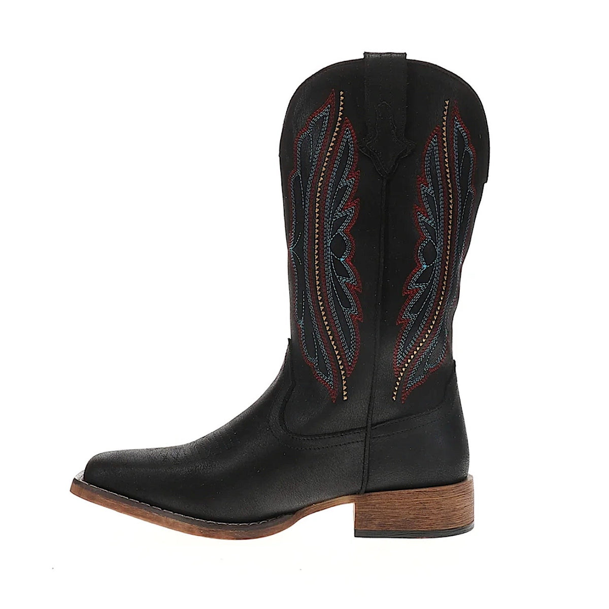 Roper Women’s Loretta Embroidered Wide Square Toe Western Boot - Black