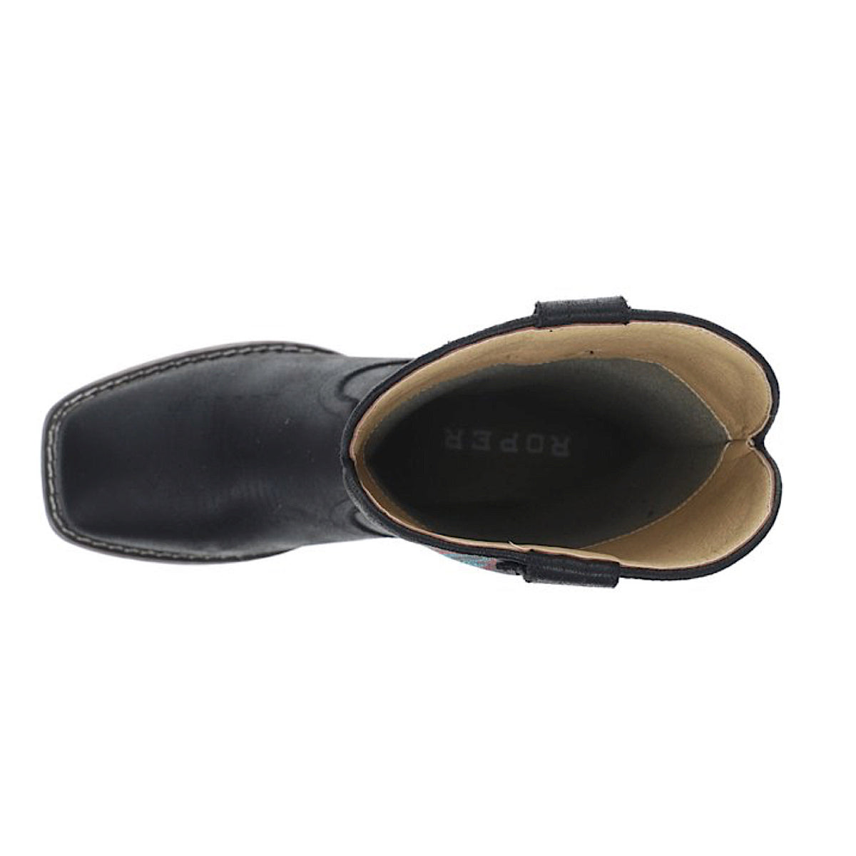 Roper Women’s Loretta Embroidered Wide Square Toe Western Boot - Black