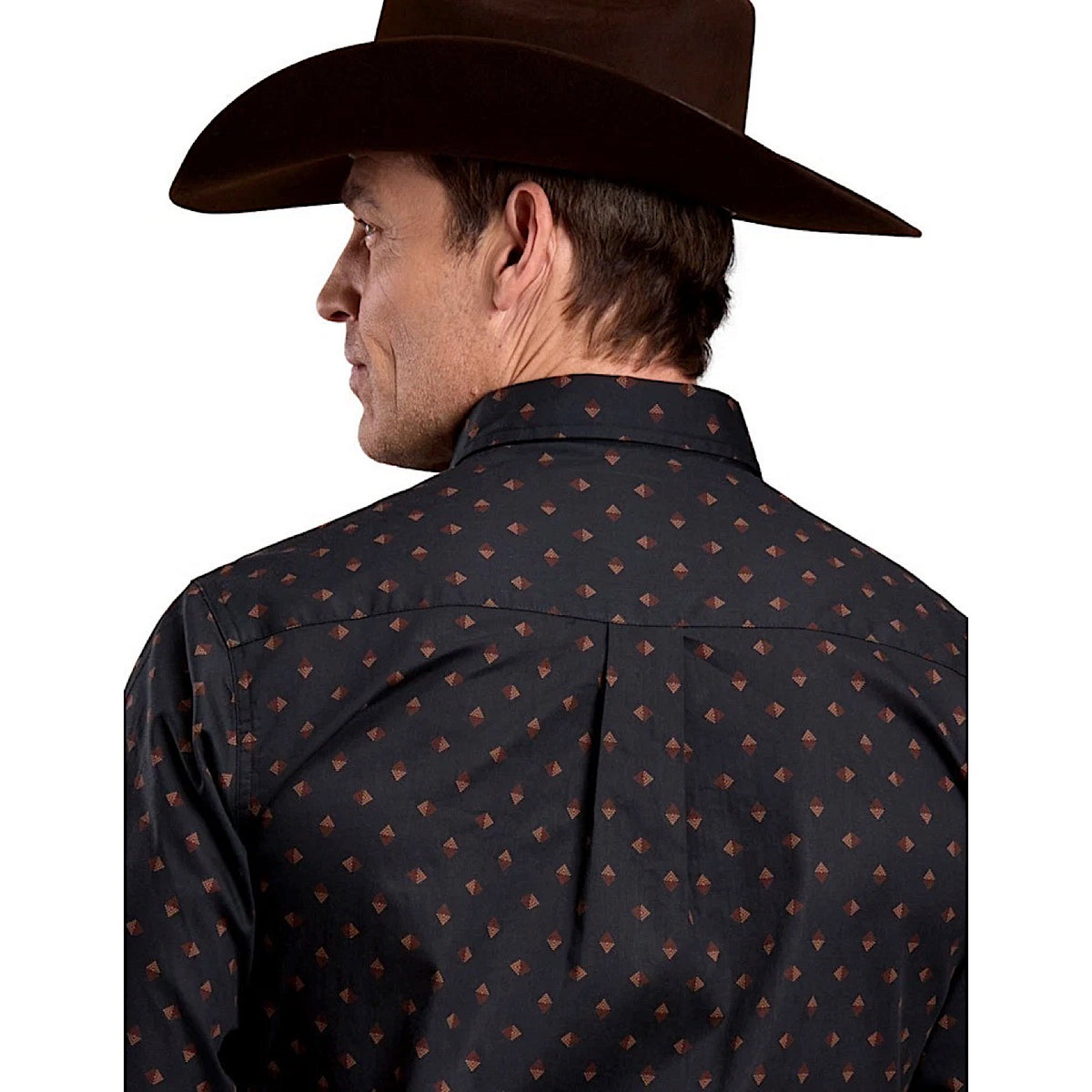 Roper Men's West Made Collection Print Shirt - Aztec Foulard Black