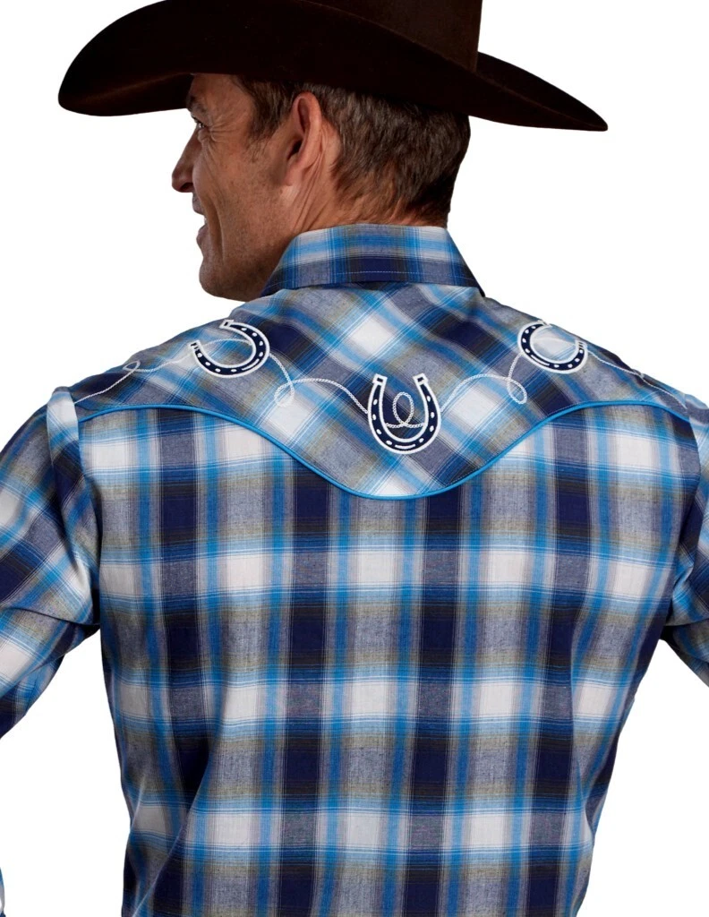 Roper Men's Karman Special Style Shirt - Plaid Blue