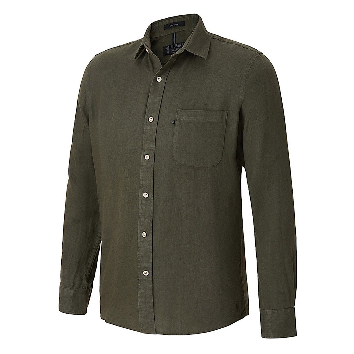 Pilbara Men's Linen Shirt - Olive