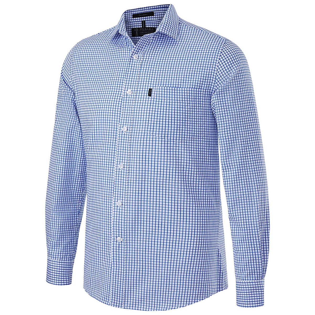 Pilbara Men’s Yarn Dyed Check Shirt Blue / White