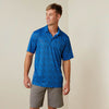 Ariat Mens All Over Print S/S Polo Cendre Blue
