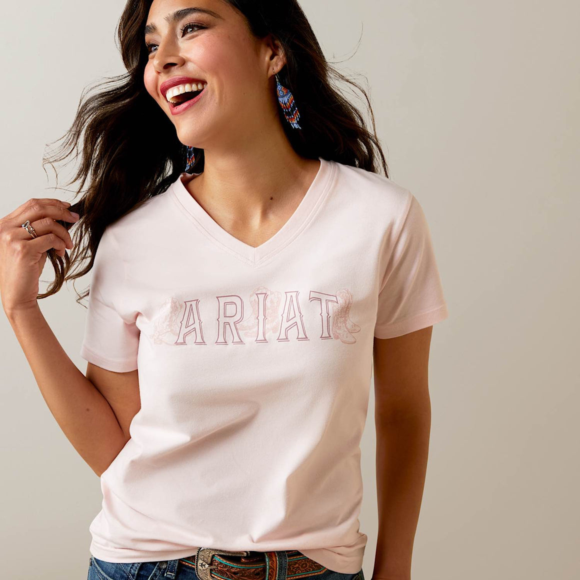 Ariat Womens Boot Outline S/S Tee Chalk Pink