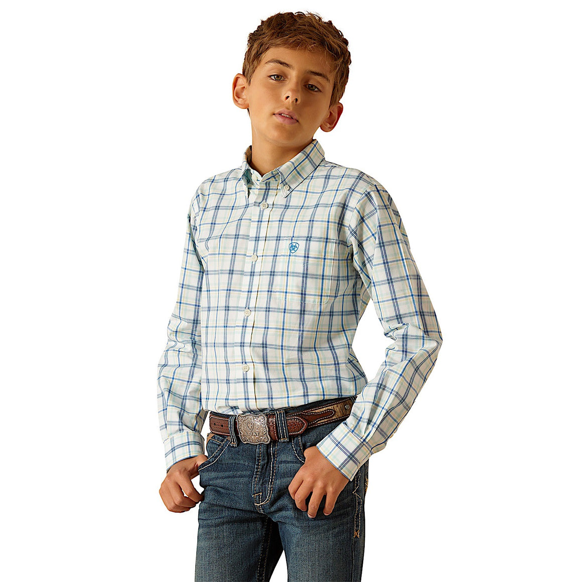 Ariat Boy's Pro Phelix Shirt Aqua