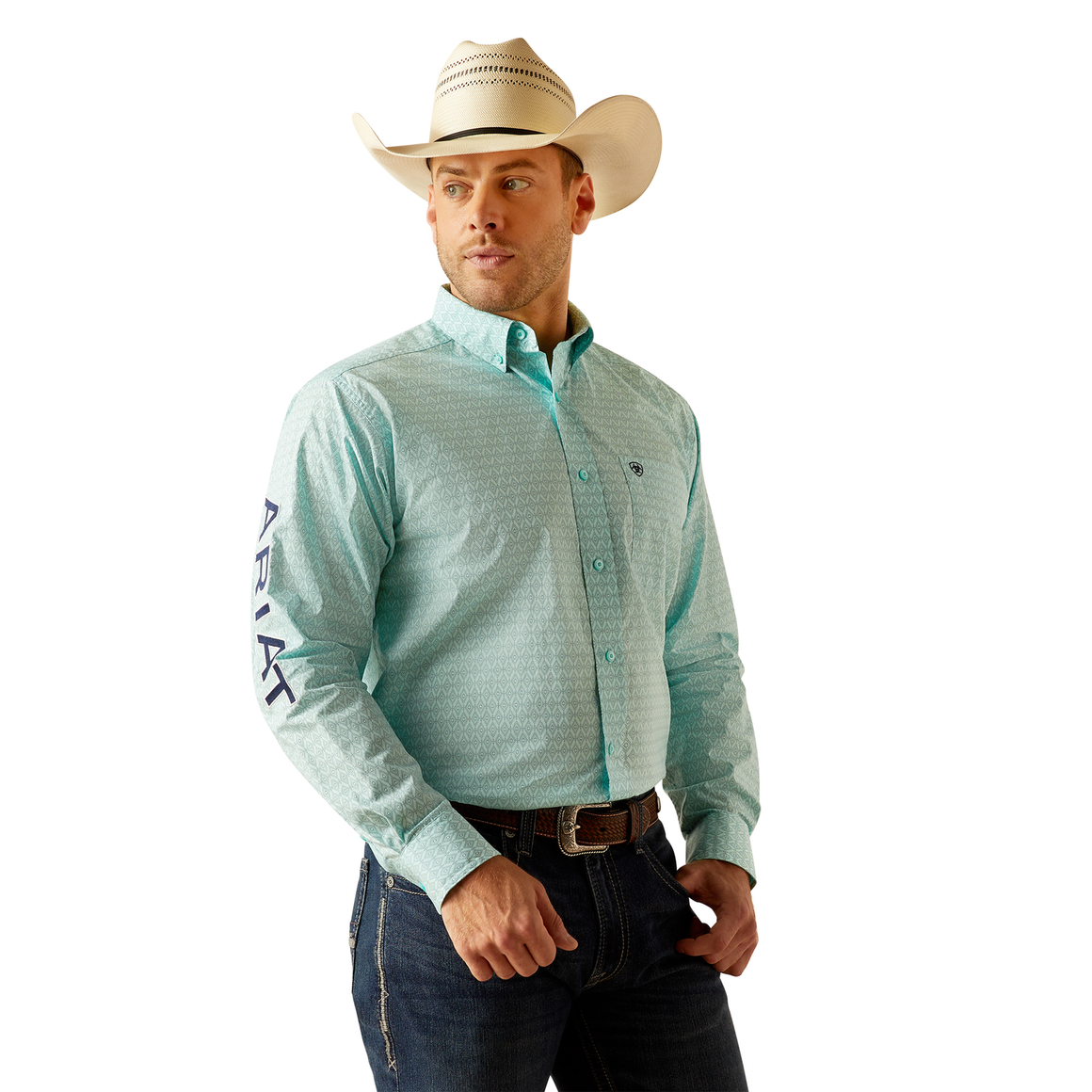 Ariat Men's Team Gian Classic Fit Shirt - Light Aqua