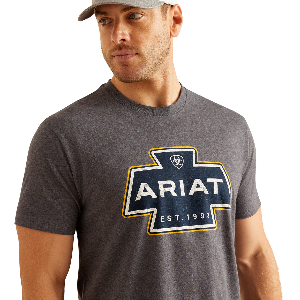 ARIAT Men's Southwest Logo S/S Tee Titanium Heather