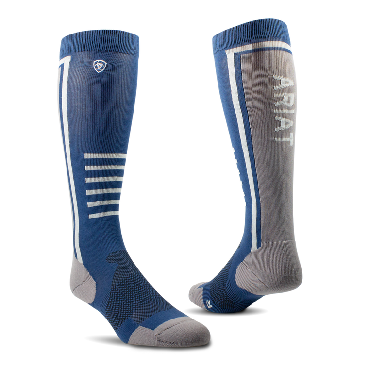 Ariat Unisex AriatTek Slimline Performance Socks - Denim/Zinc