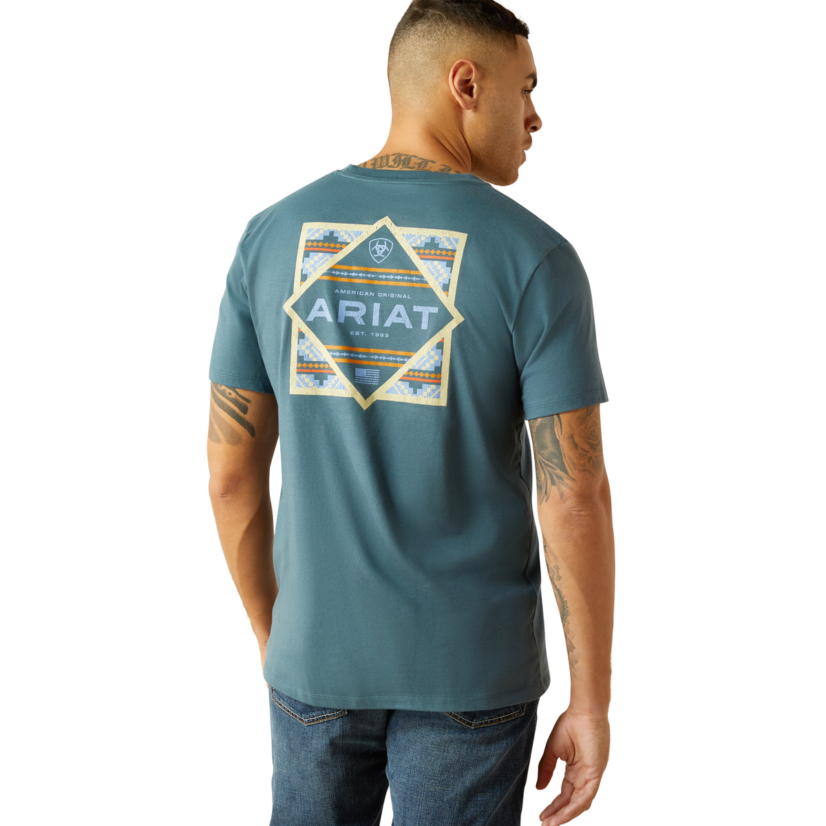 Ariat Men's Puebla Serape T-Shirt - Lagoon Green