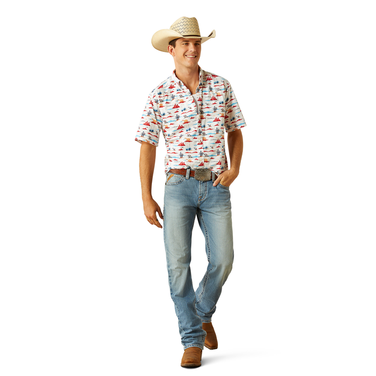 Ariat Men’s Scout Classic Fit Short Sleeve Shirt - White