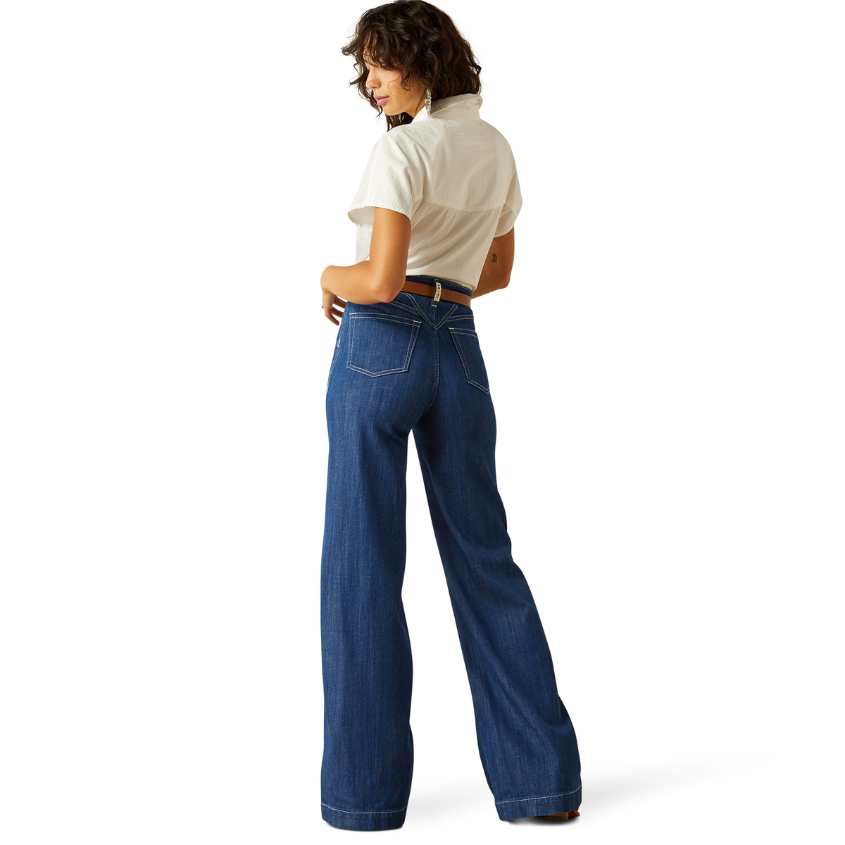 Ariat Women’s Ultra High Rise Westie Yoke Wide Leg Jeans Rinse Wash