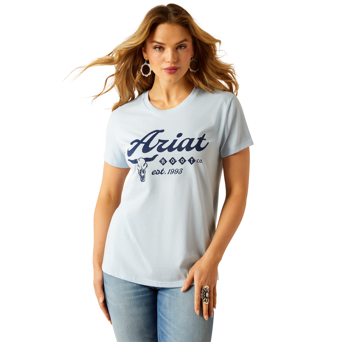 Ariat Women’s Established Boot Co T Shirt Sky Blue