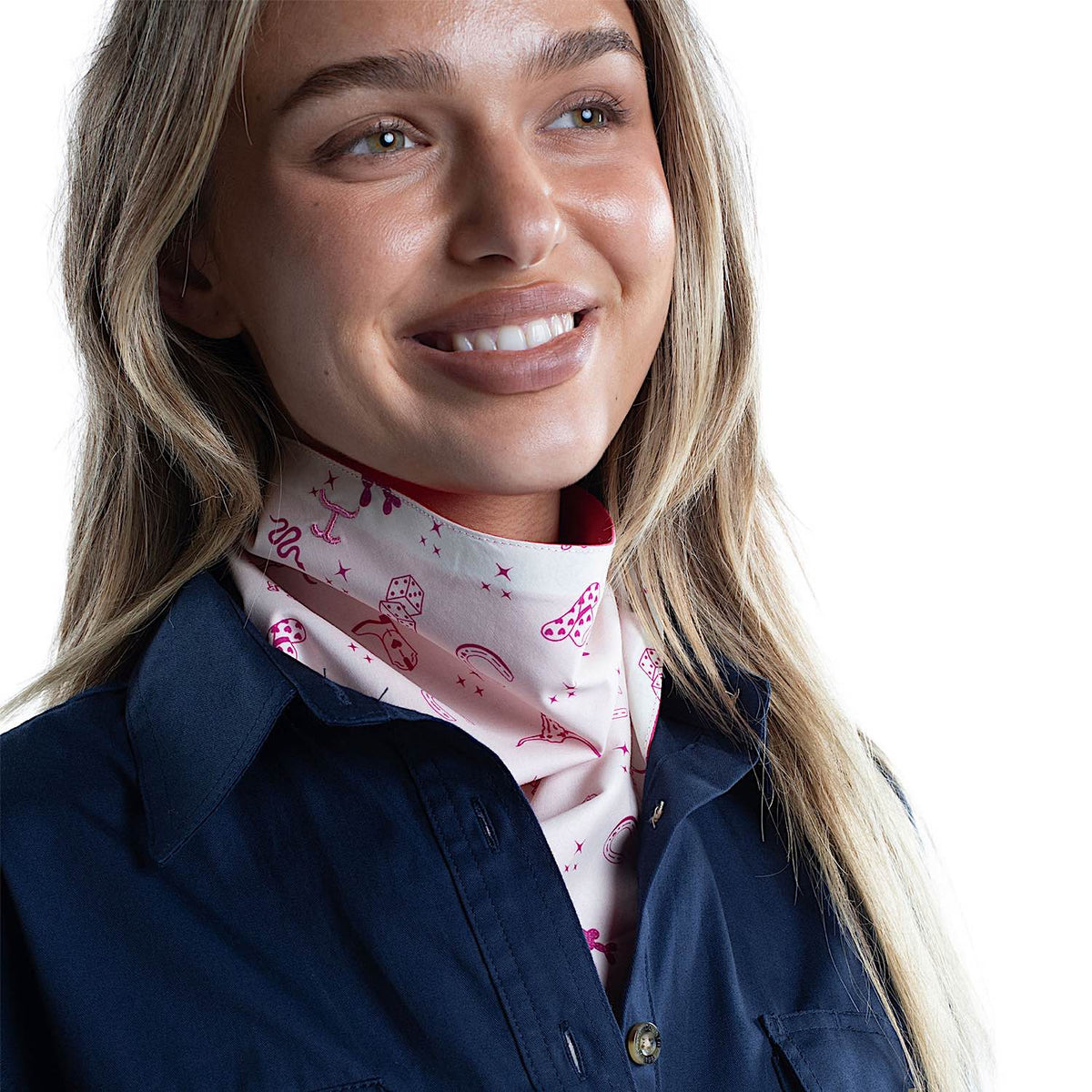 Just Country Carlee Double Sided Scarf - Hot Pink/Cream & Fuchsia Western Print