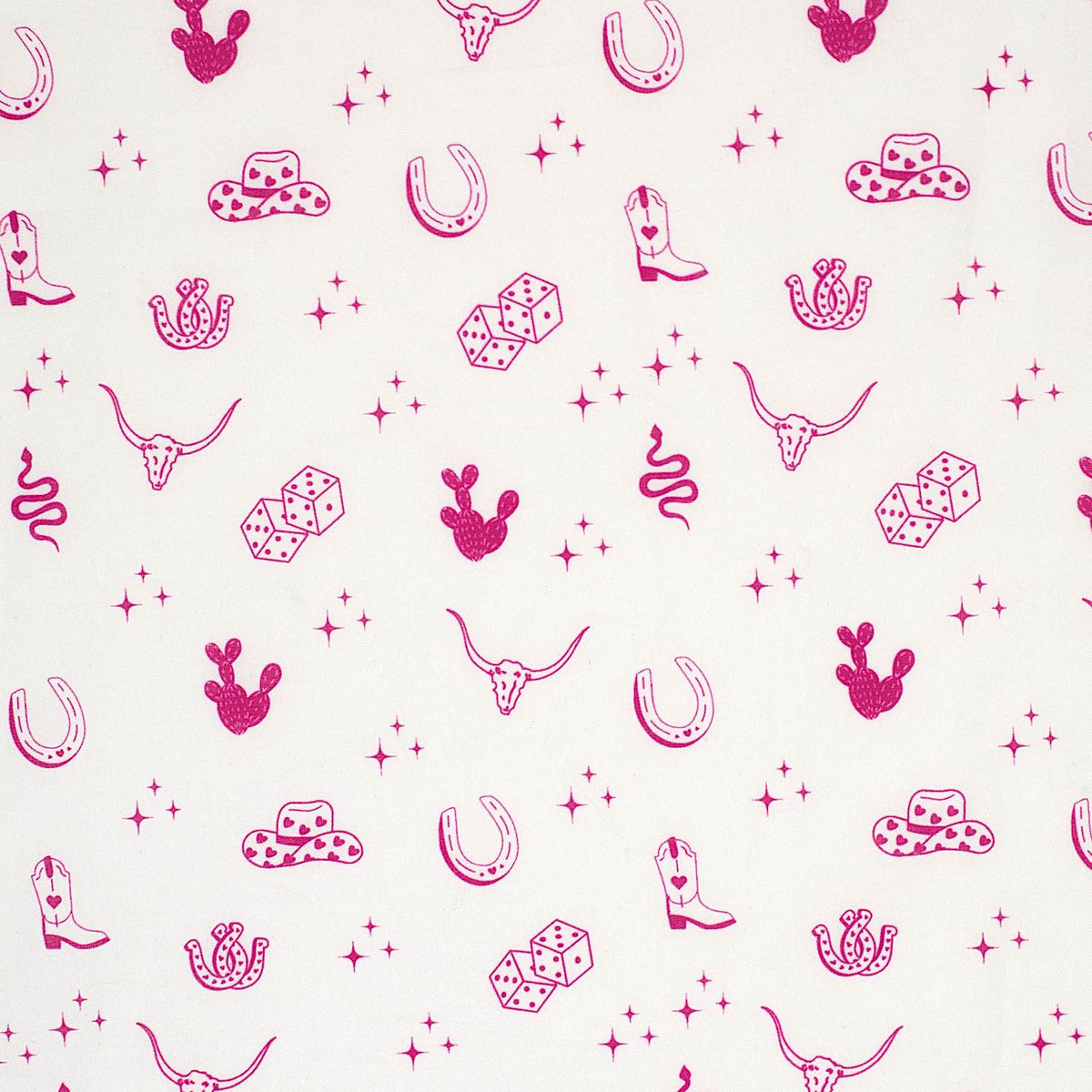 Just Country Carlee Double Sided Scarf - Hot Pink/Cream & Fuchsia Western Print