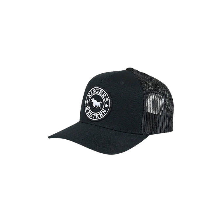 Ringers Western Kid's Signature Bull Trucker Cap - Black/White