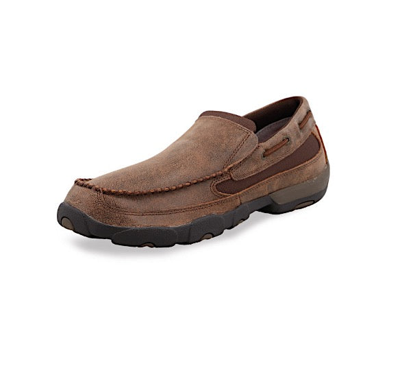 Twisted X Mens Driving Moc Boat Slip On - Brown