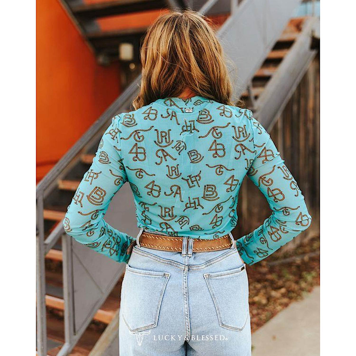 Lucky & Blessed Women's Mesh Ruched Mock Neck Top - Jade
