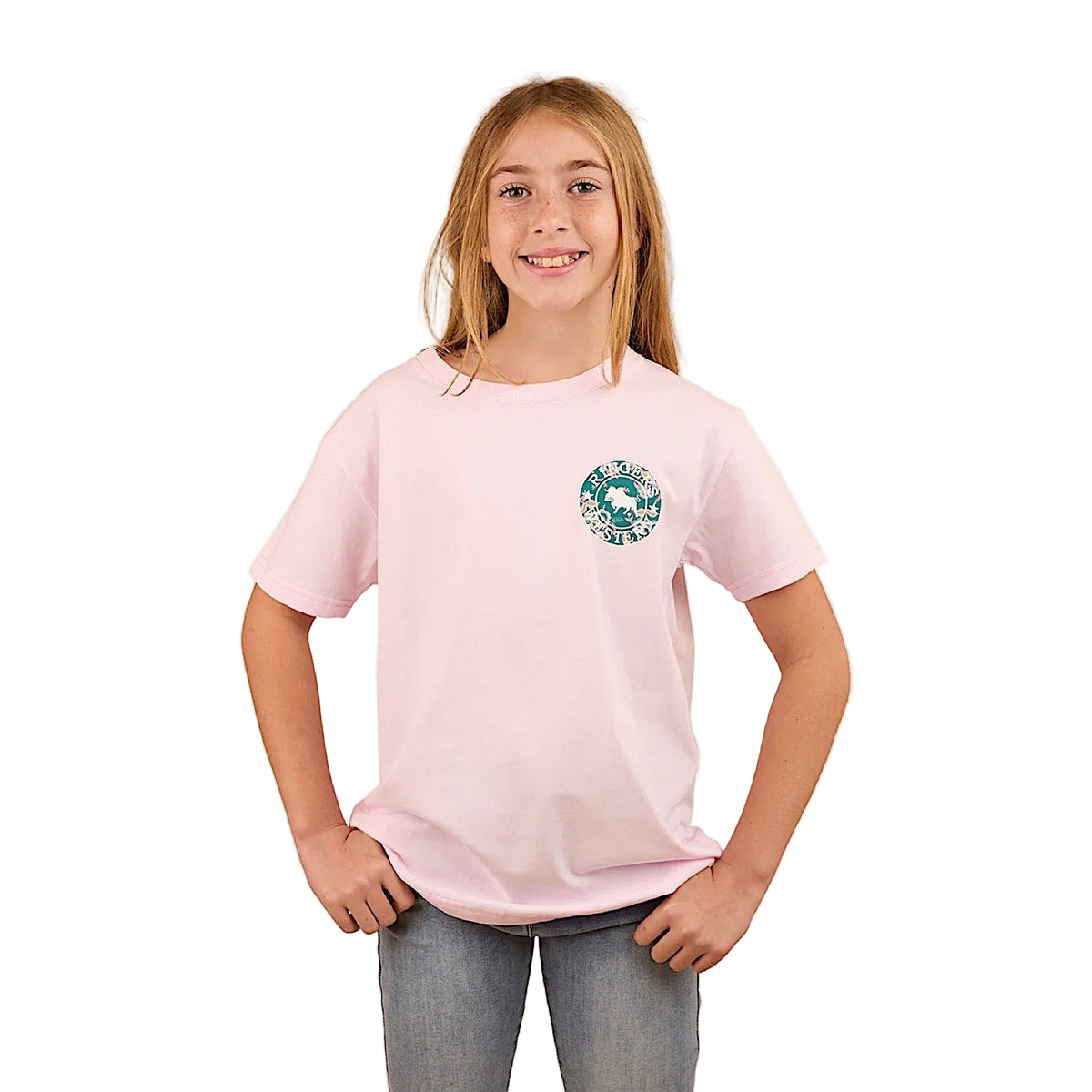 Ringers Western Kid's Signature Bull Classic Fit T-Shirt - Barely Pink/Floral