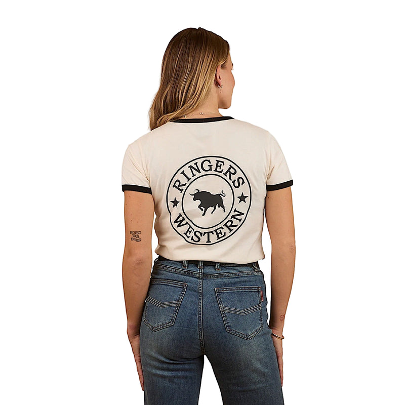 Ringers Western Women’s Signature T Shirt Off White/Black