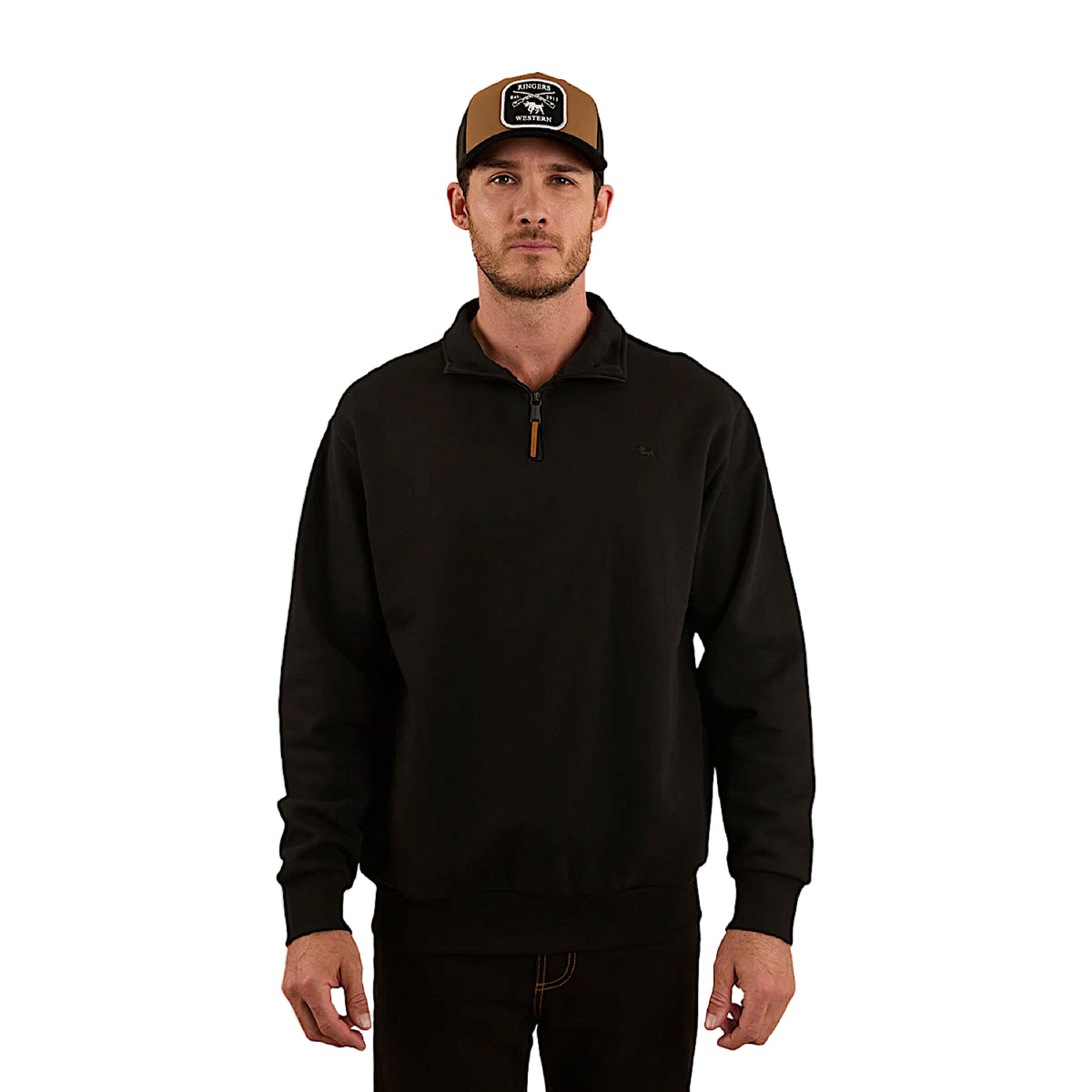 Ringers Western Men's Strand 1/4 Zip Crew - Black
