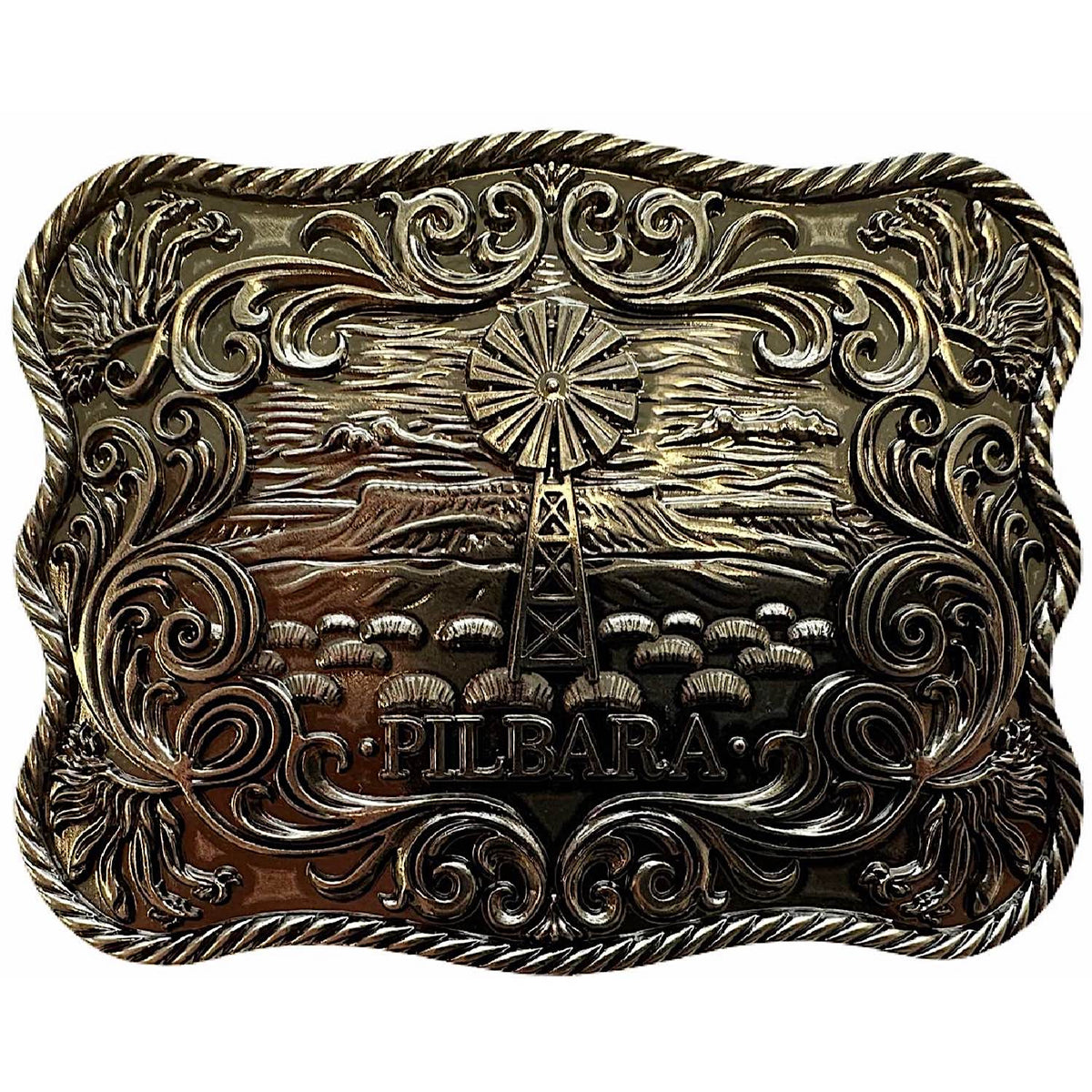 Pilbara Western Tooled Leather Belt - Rodeo Buckle
