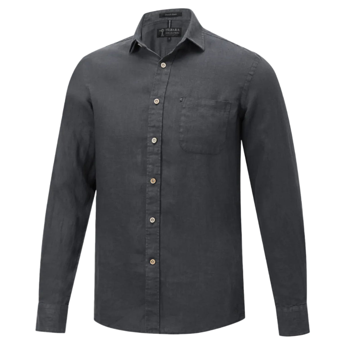 Pilbara Men's Linen L/S Shirt - Charcoal