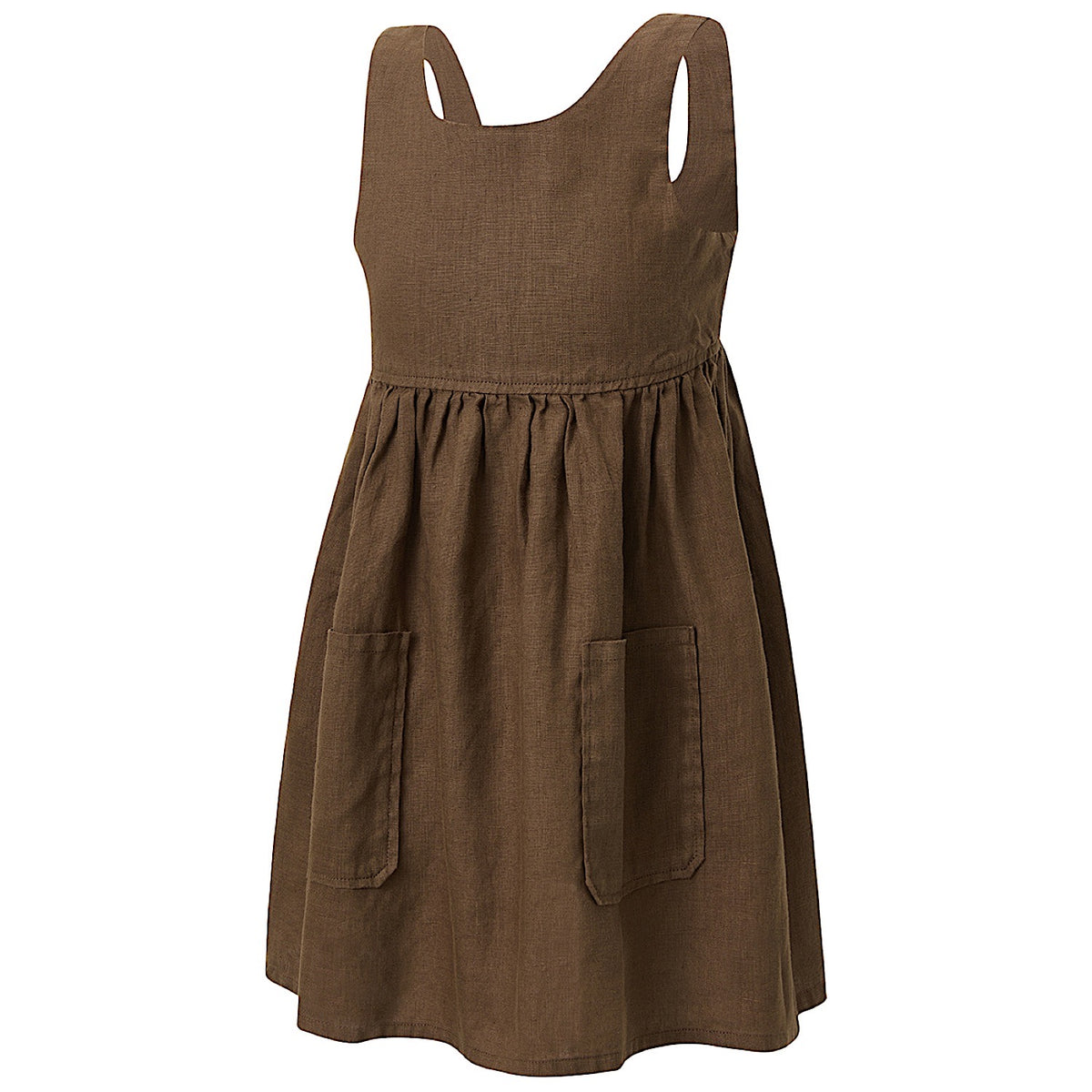 Pilbara Girl's Zoe Linen Sundress - Cocoa Brown