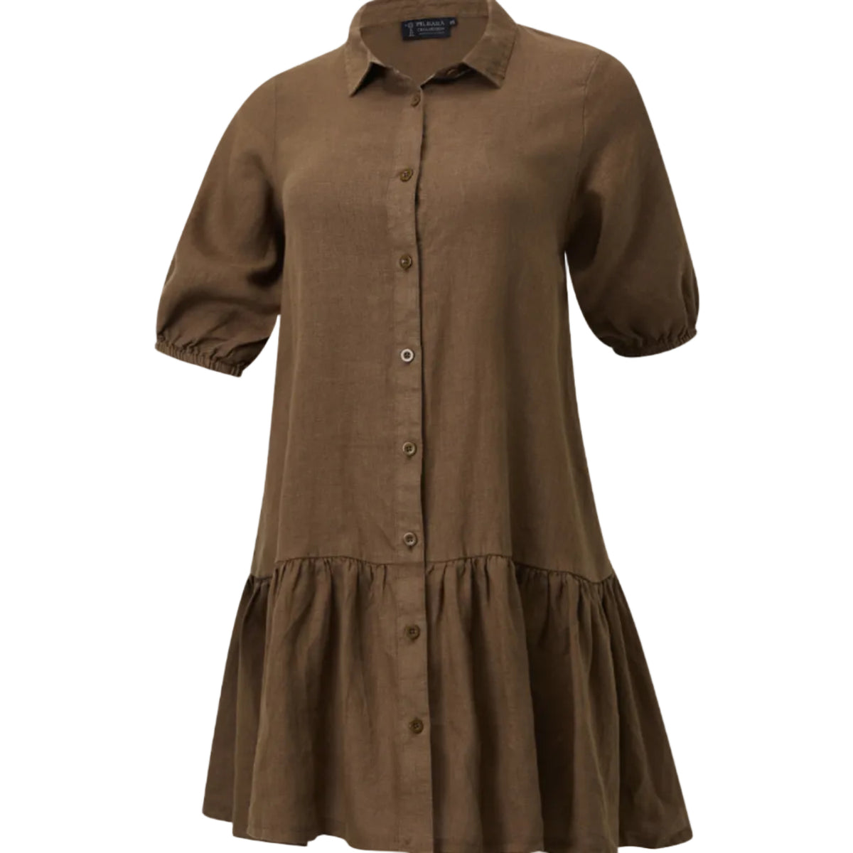 Pilbara Women's Monica Linen 3/4 Sleeve Dress - Cocoa Brown