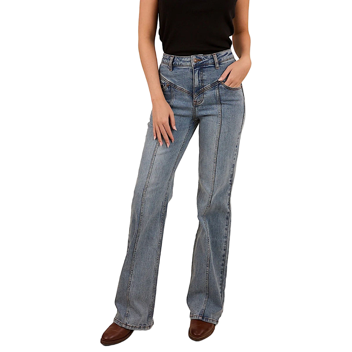 Ringers Western Women's Edith High Rise Bootleg Jean - Light Wash Blue