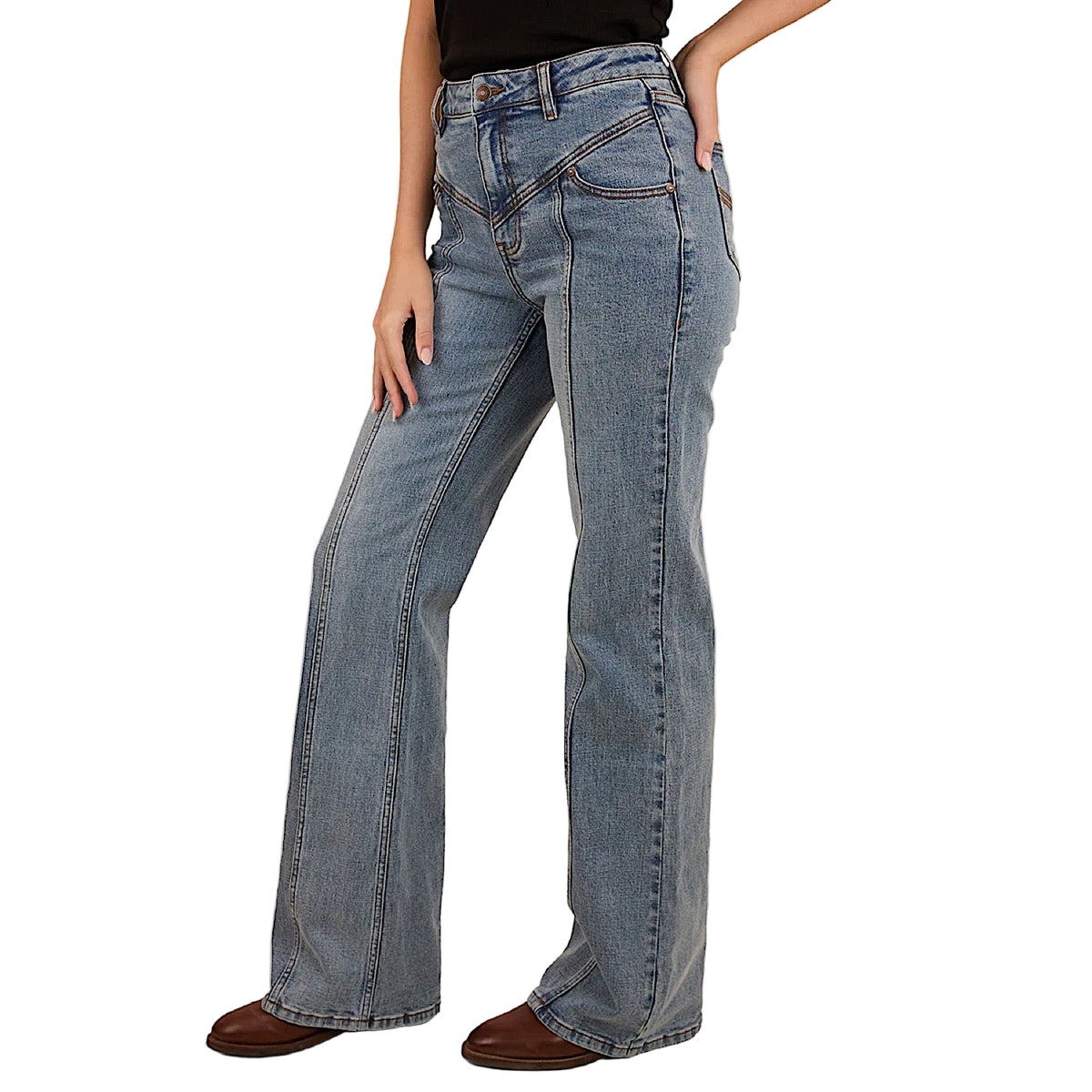 Ringers Western Women's Edith High Rise Bootleg Jean - Light Wash Blue