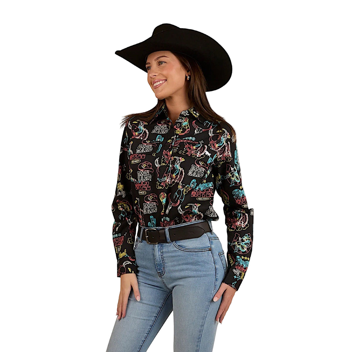 Ringers Western Women's The Dyno Limited Edition Full Button Work Shirt - Black/Multi