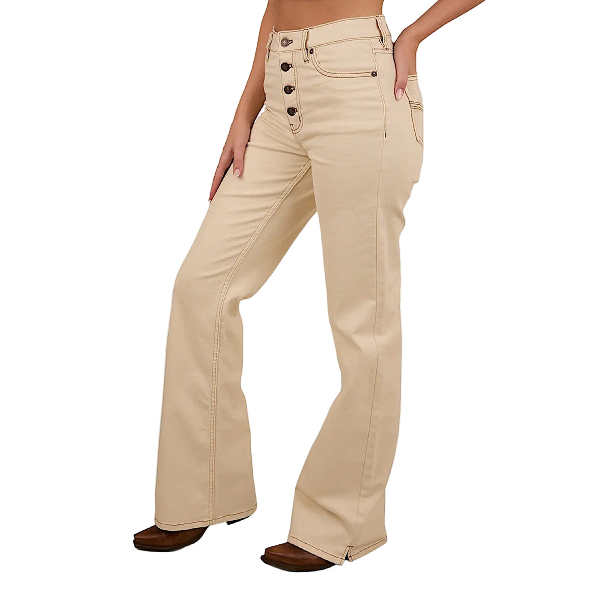 Ringers Western Women's Betsy High Rise Bootleg Jean - Off White