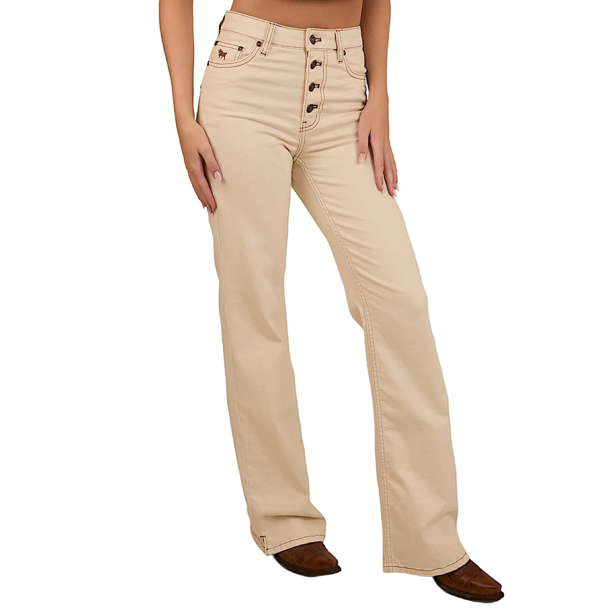 Ringers Western Women's Betsy High Rise Bootleg Jean - Off White