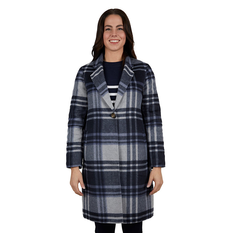 Thomas Cook Womens Leicester Wool Coat Navy Check
