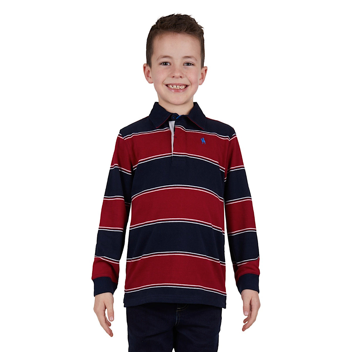 Thomas Cook Boy's Dunkeld Stripe Rugby - Navy/Red