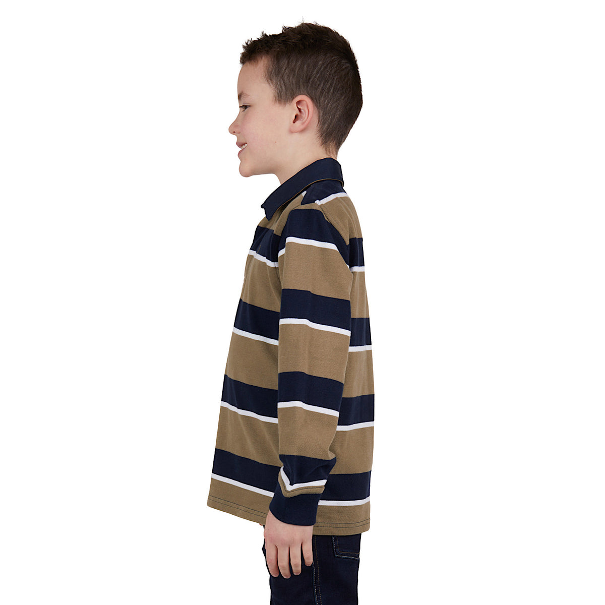 Thomas Cook Boys Tom Stripe Rugby Navy/Tan