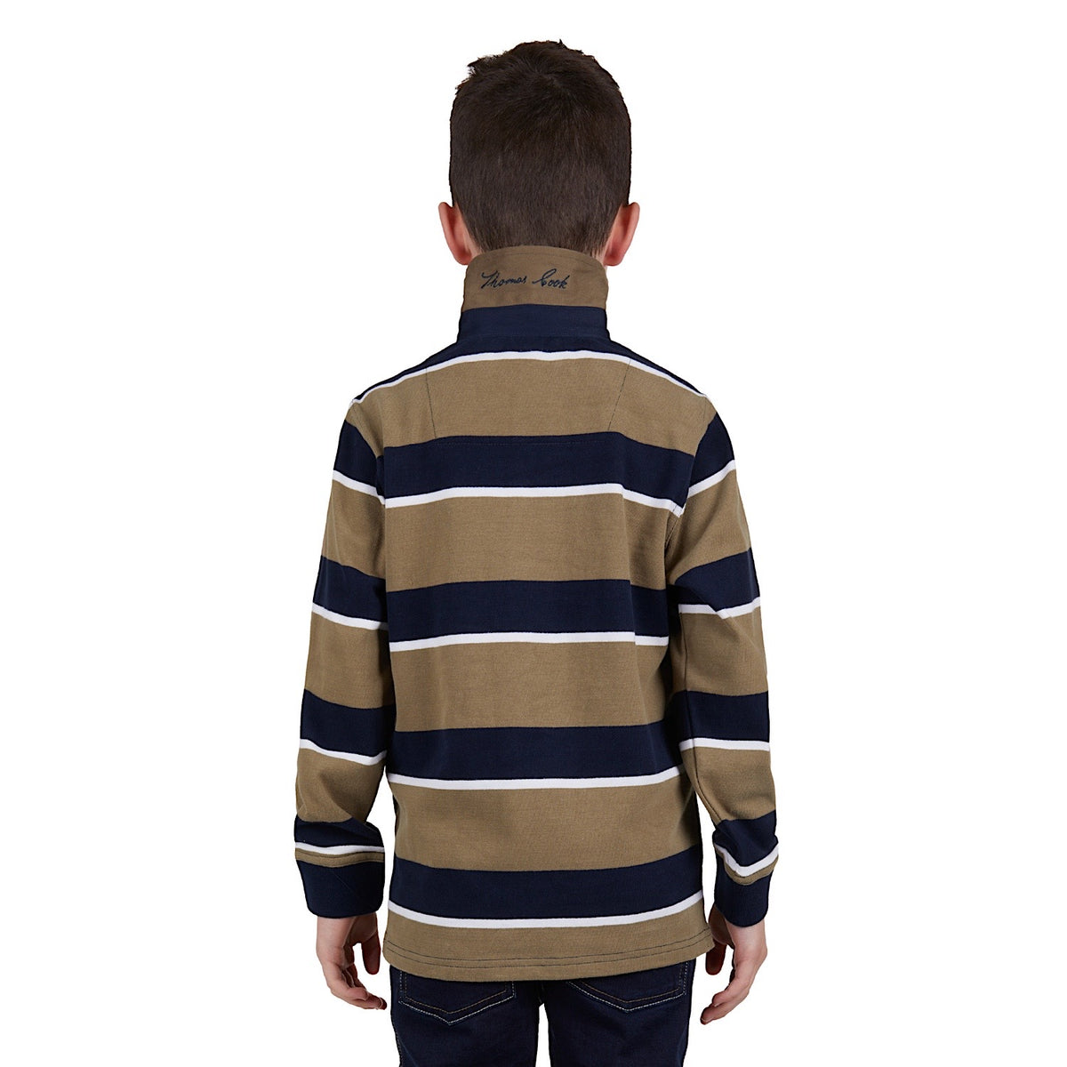 Thomas Cook Boys Tom Stripe Rugby Navy/Tan
