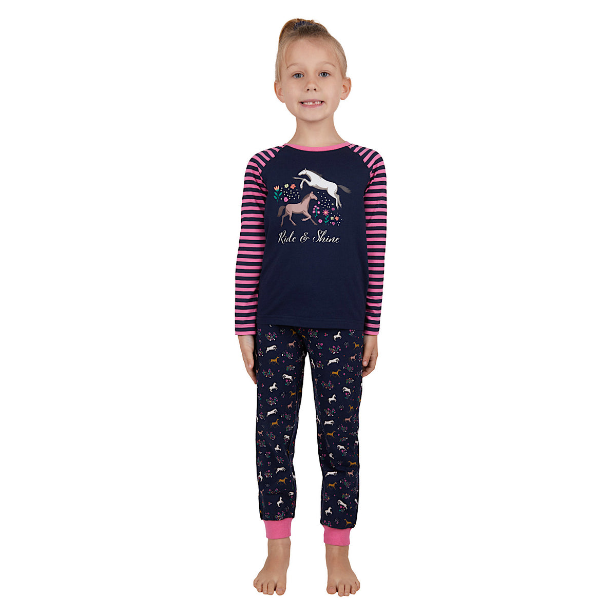 Thomas Cook Girls Long Sleeve Glow-In-The-Dark PJs Navy/Rose