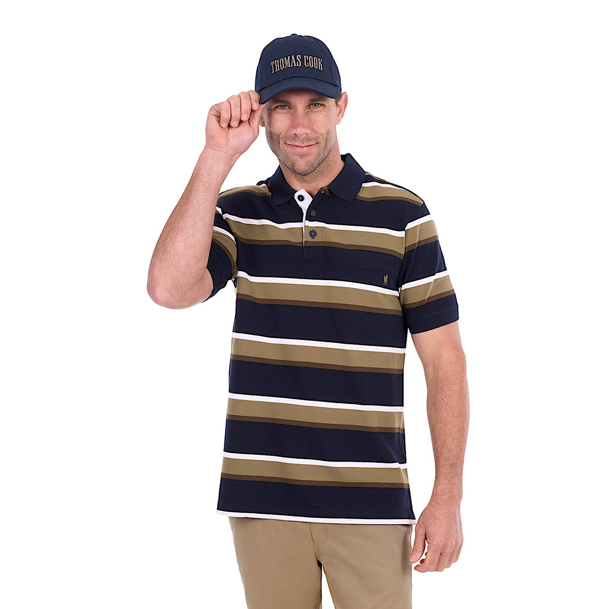 Thomas Cook Men's Vincent Polo - Navy / Tan