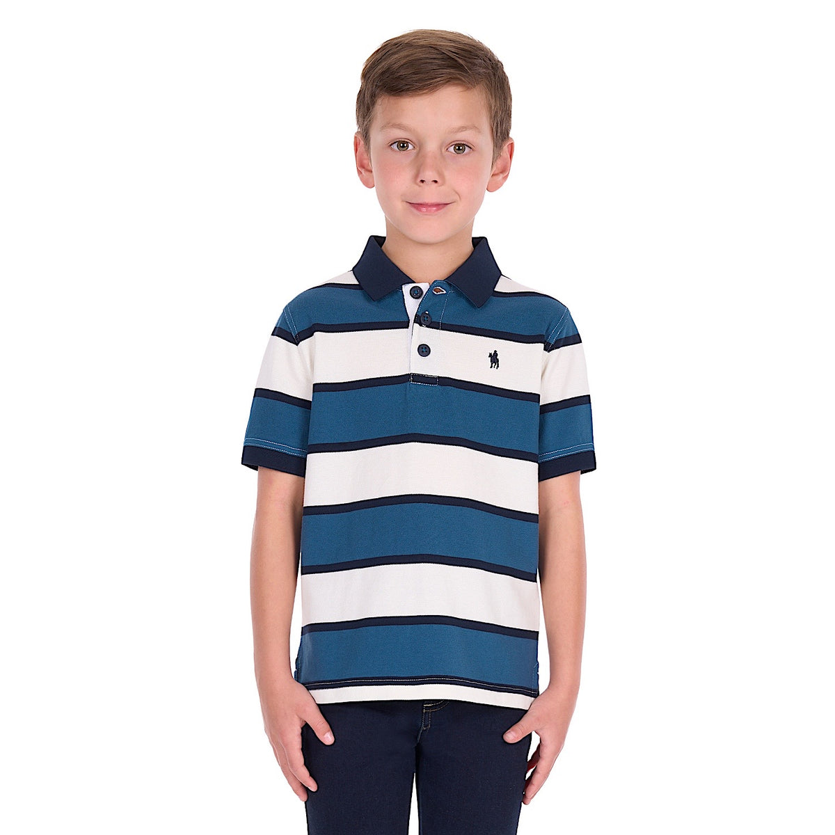 Thomas Cook Boy's Martin Polo - Off White / Washed Blue