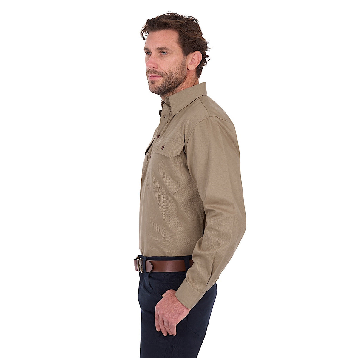 Thomas Cook Heavy Drill Half Placket Shirt - Sand