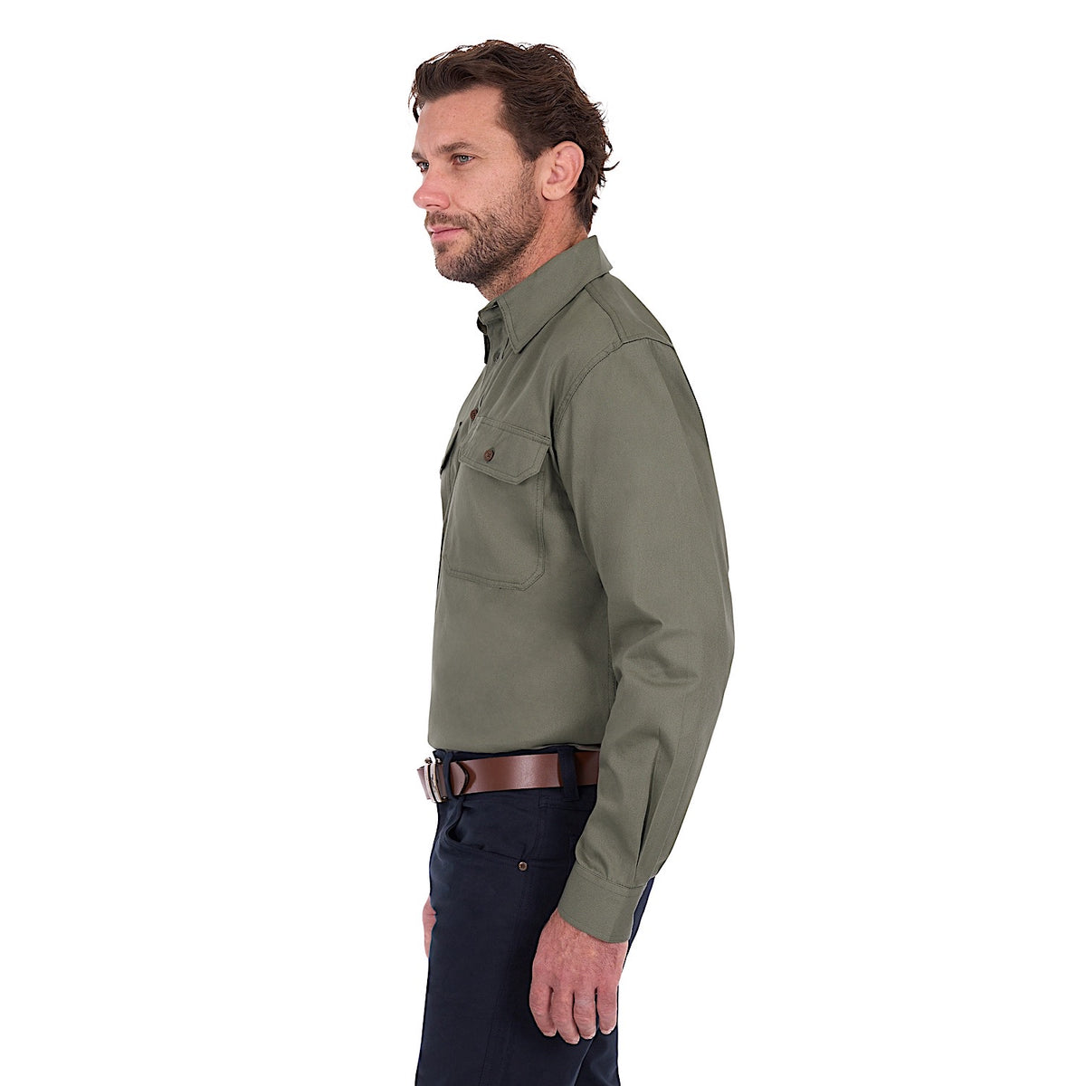 Thomas Cook Heavy Drill Half Placket Shirt - Military