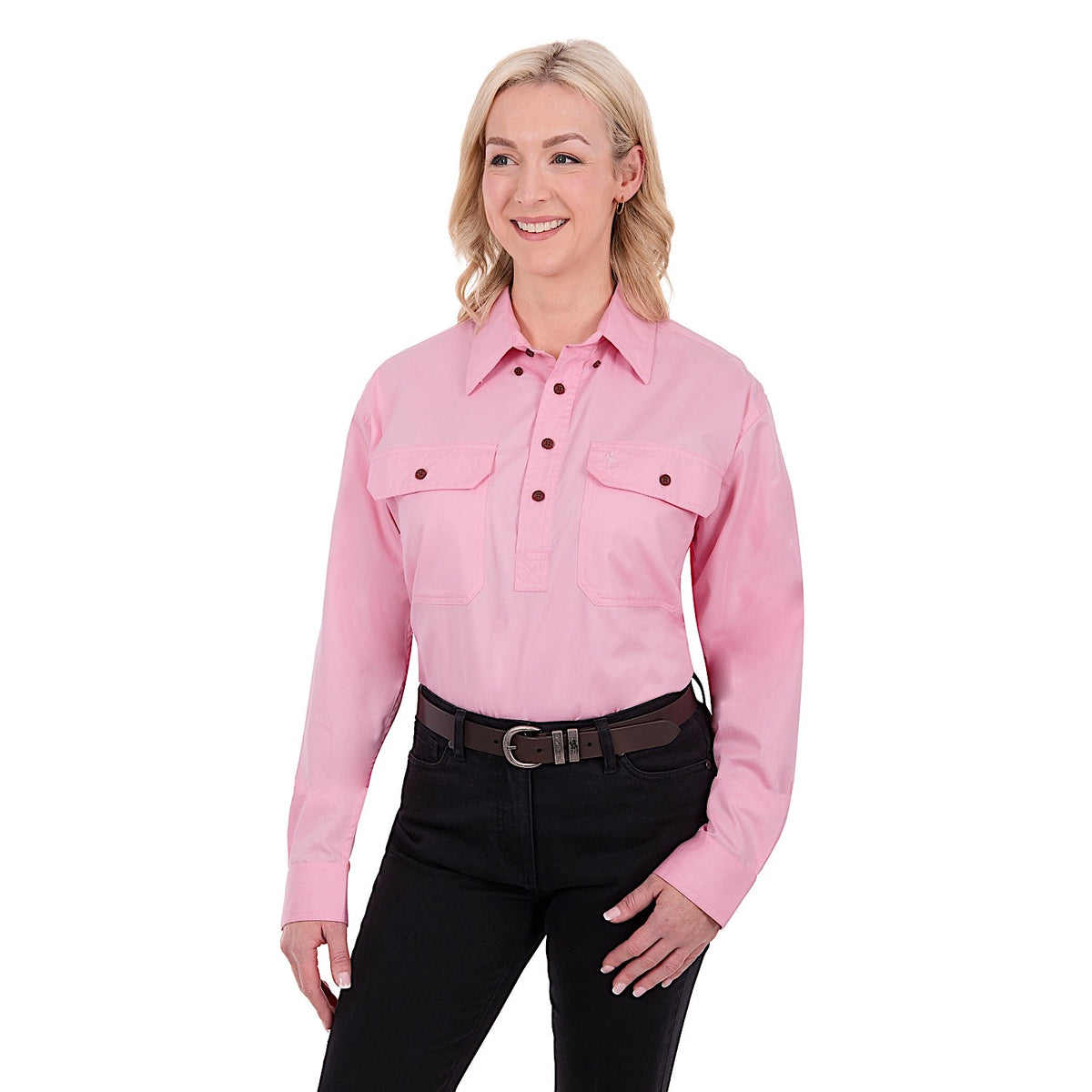 Thomas Cook Light Drill 1/2 Plkt L/S 2 Pocket Shirt - Pale Pink