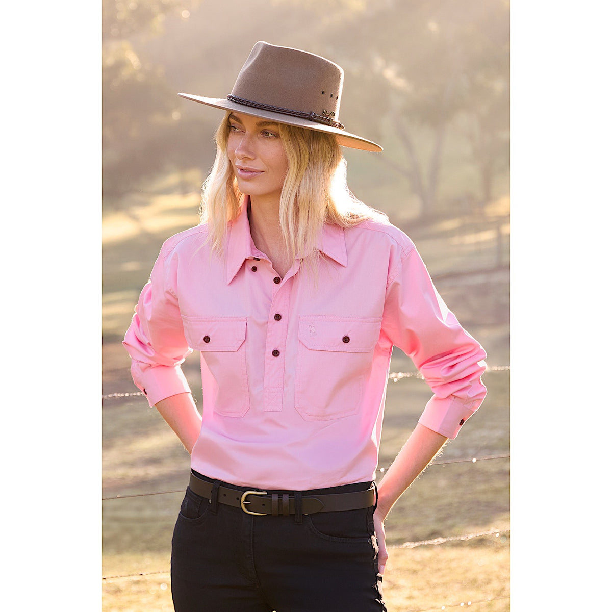 Thomas Cook Light Drill 1/2 Plkt L/S 2 Pocket Shirt - Pale Pink