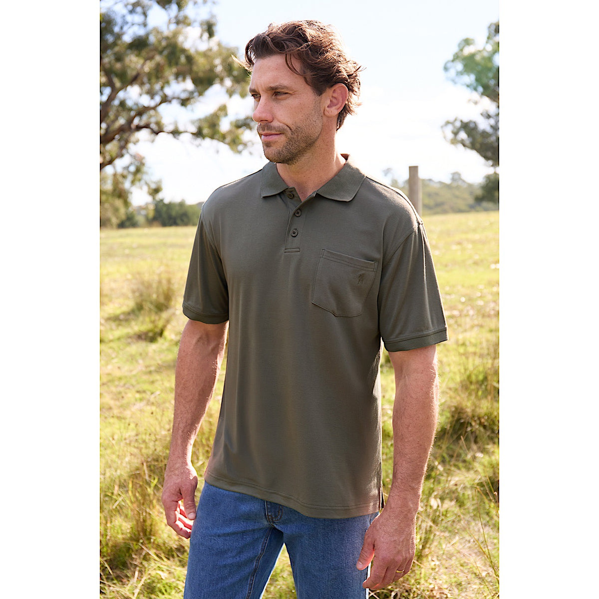 Thomas Cook Men's Bamboo 1 Pocket Polo - Military