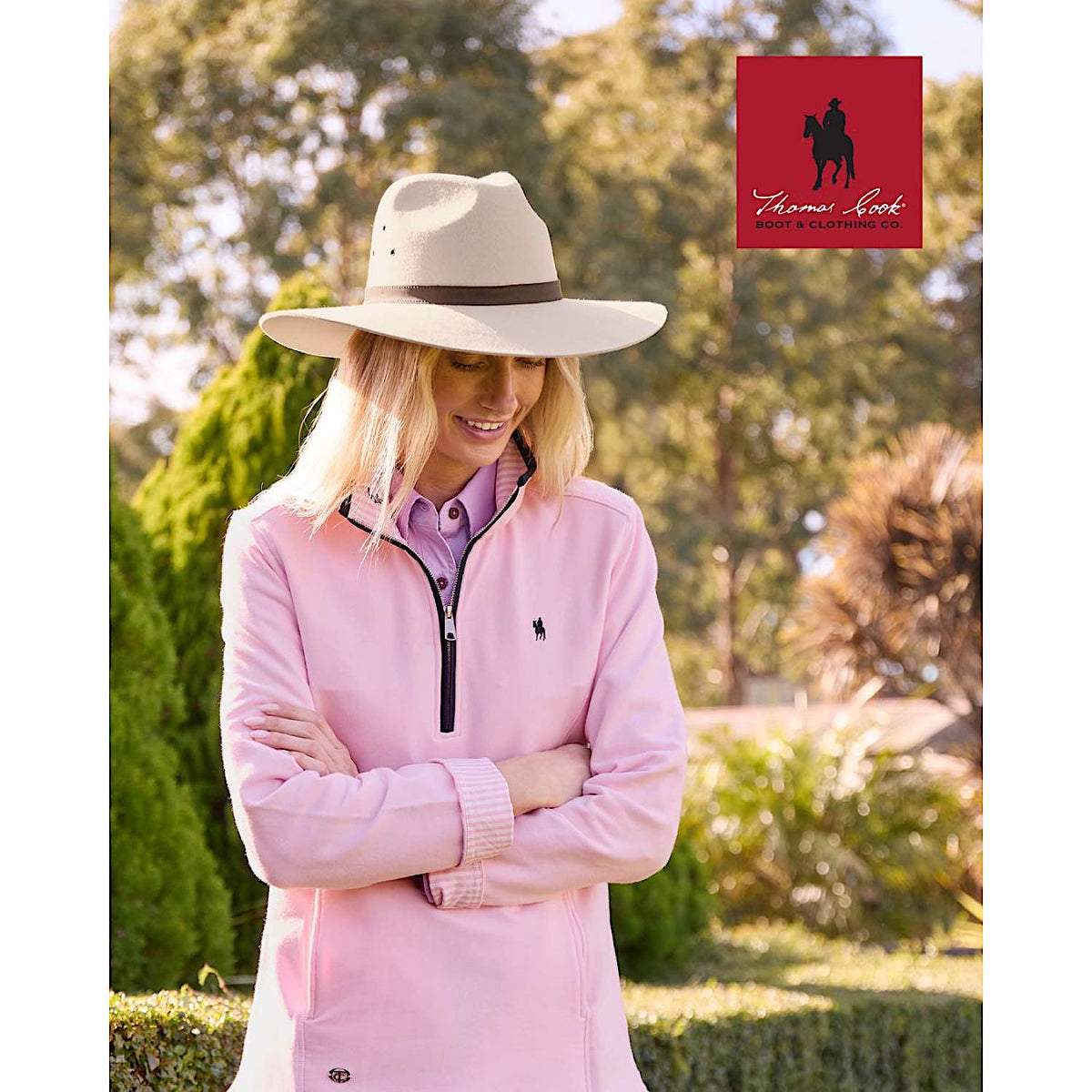 Thomas Cook Women's Charlie Classic 1/4 Zip Neck Rugby - Pale Pink