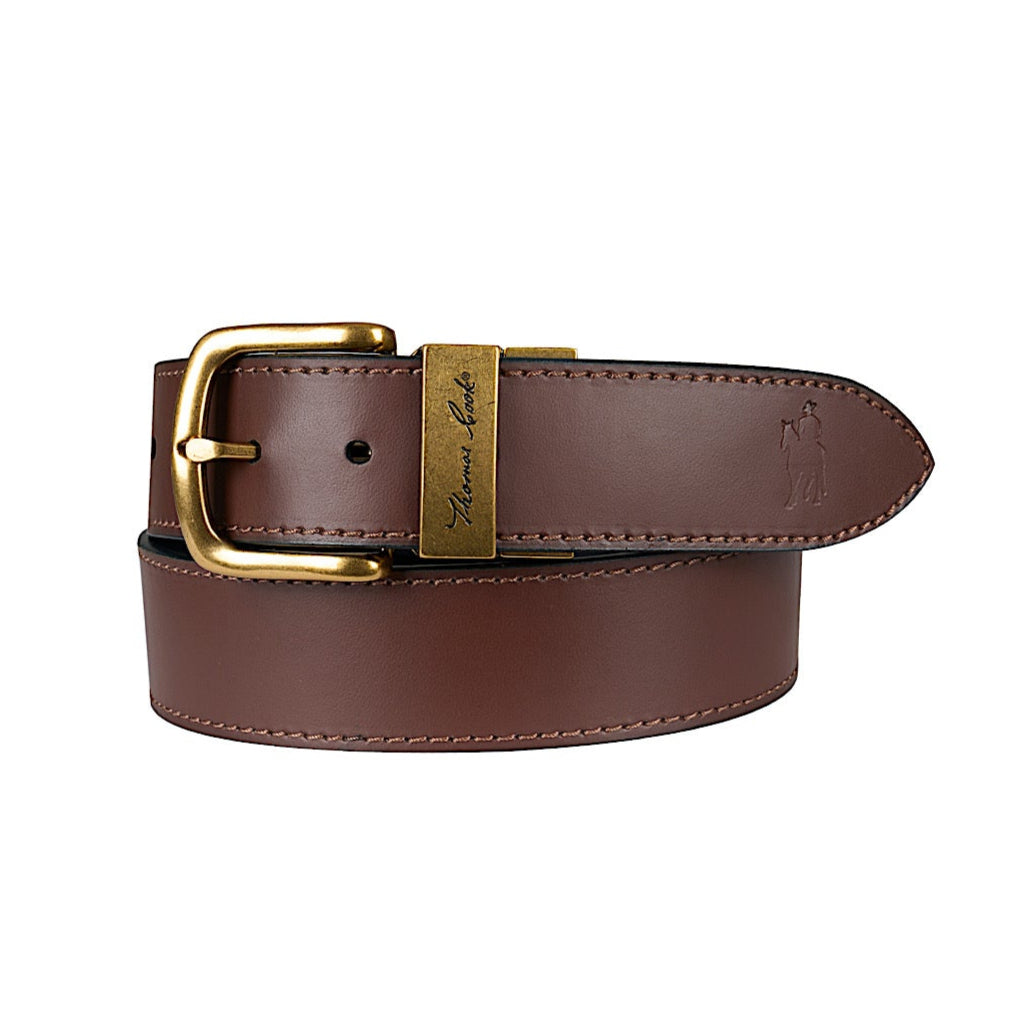 Thomas Cook Lincoln Reversible Belt - Dark Tan/Black