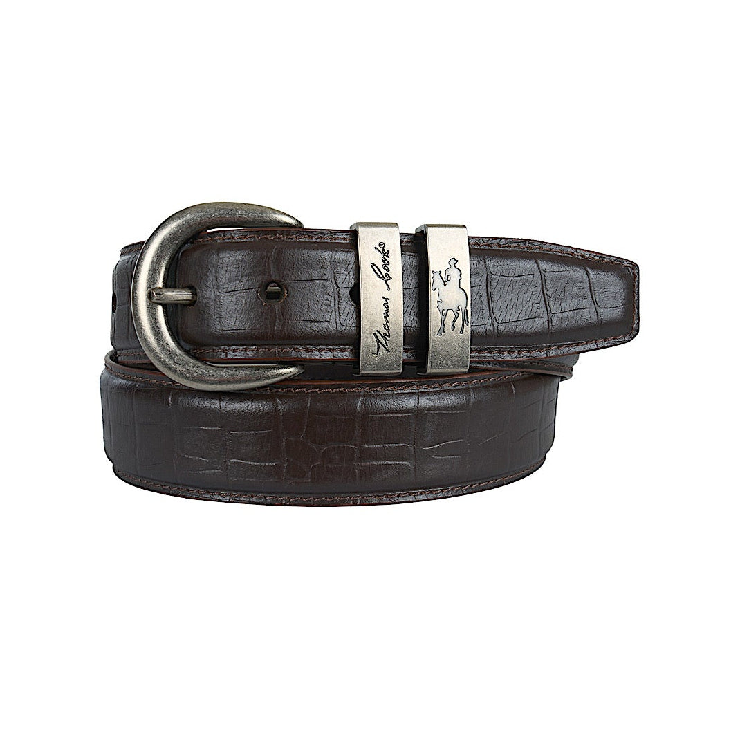 Thomas Cook Men’s CrocPrint Twin Keeper Belt - Chocolate