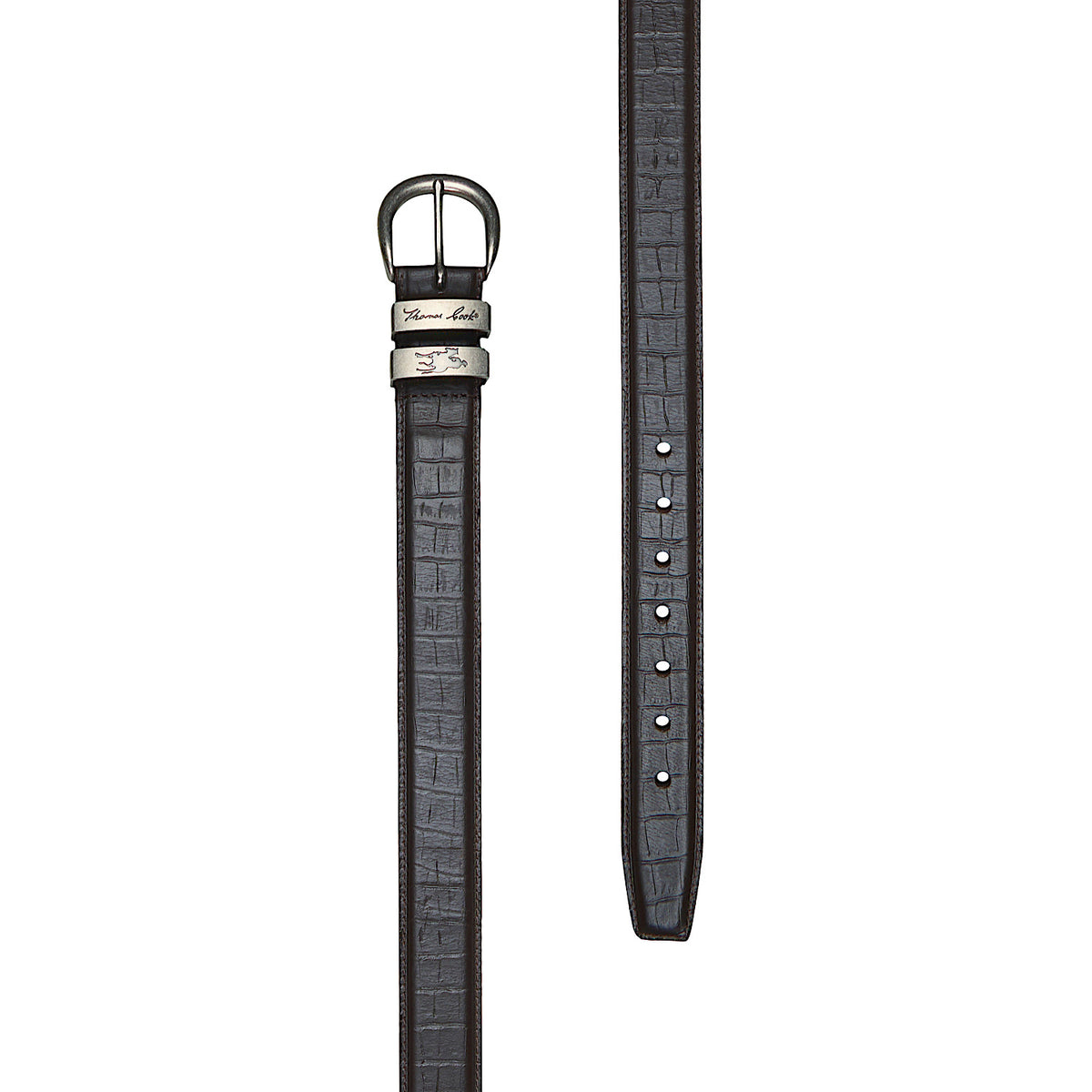 Thomas Cook Men’s CrocPrint Twin Keeper Belt - Chocolate