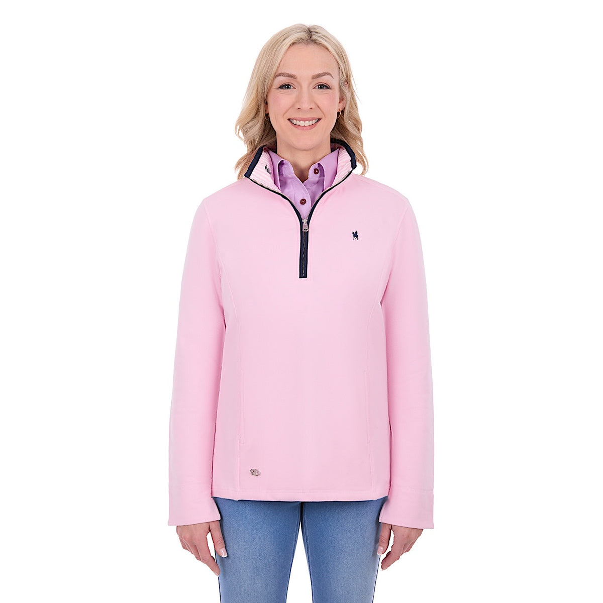 Thomas Cook Women's Charlie Classic 1/4 Zip Neck Rugby - Pale Pink